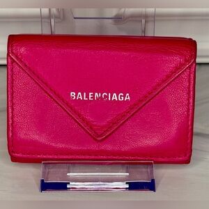 Balenciaga Pink Leather Compact Tri-Fold Wallet – Full Inclusion